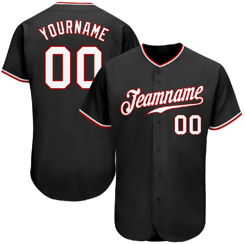 Baseball Jersey for Summer Teams-Custom Black White-Red Authentic Baseball Jersey