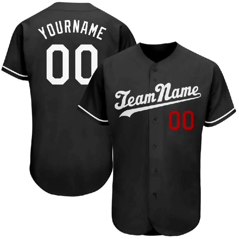 Retro Custom Baseball Jersey-Custom Black White-Red Authentic Baseball Jersey