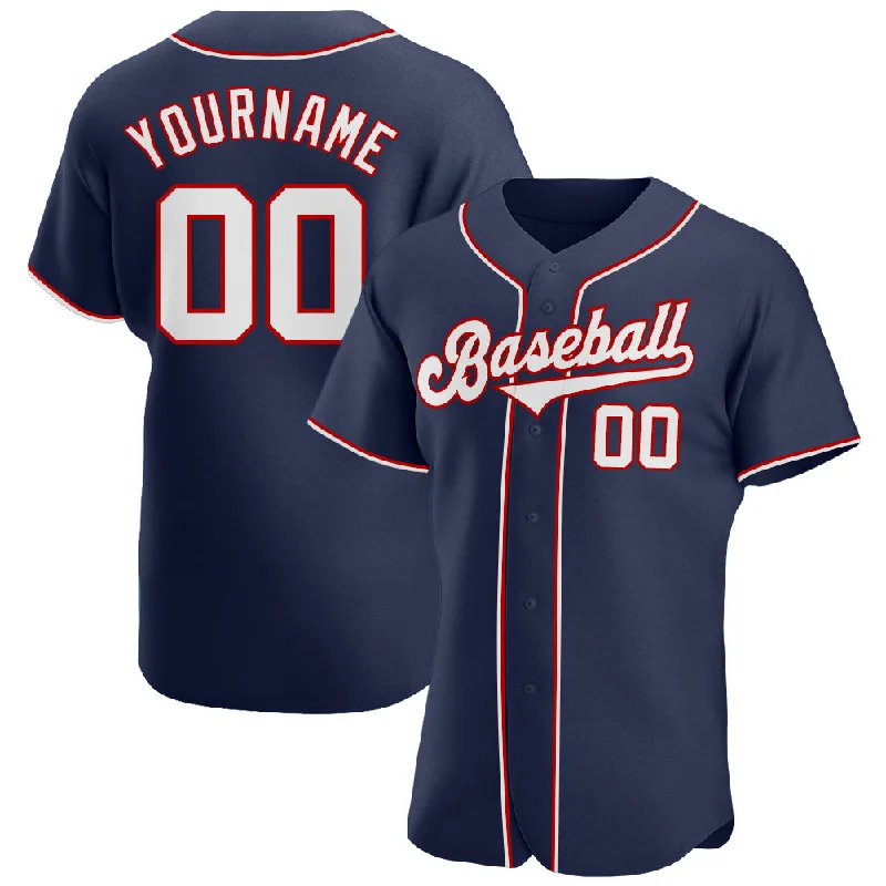 Baseball Jersey for Softball Teams-Custom Navy White-Red Authentic Baseball Jersey