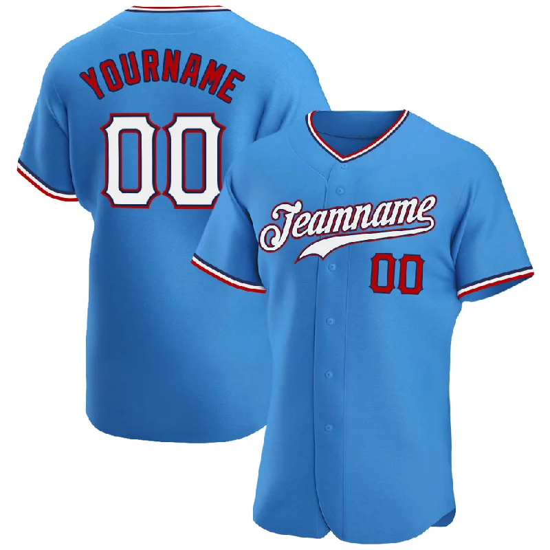 Baseball Jersey for Professional Baseball-Custom Powder Blue White-Red Authentic Baseball Jersey