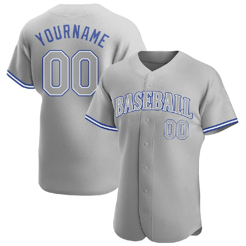 Custom Baseball Jersey Design-Custom Gray Gray Royal Authentic Baseball Jersey