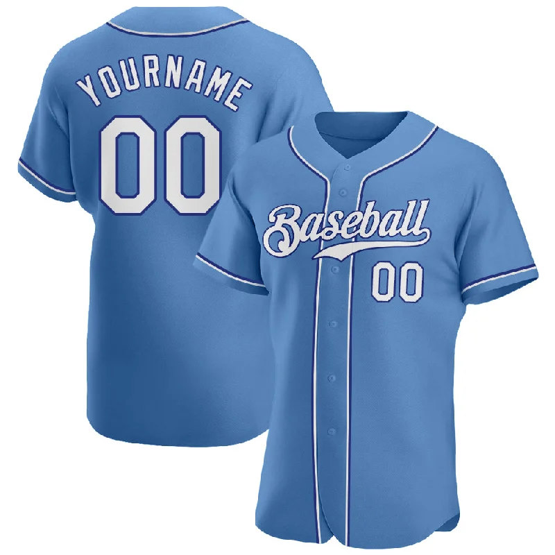 Baseball Jersey with Soft Touch Fabric-Custom Light Blue White-Royal Authentic Baseball Jersey