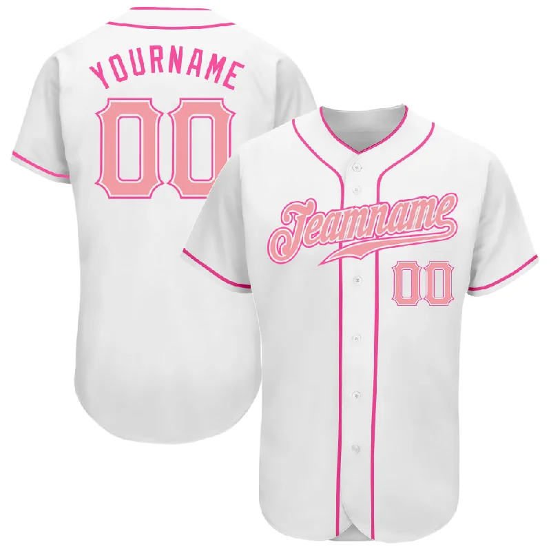 Baseball Jersey for Baseball Parties-Custom White Medium Pink-Pink Authentic Baseball Jersey