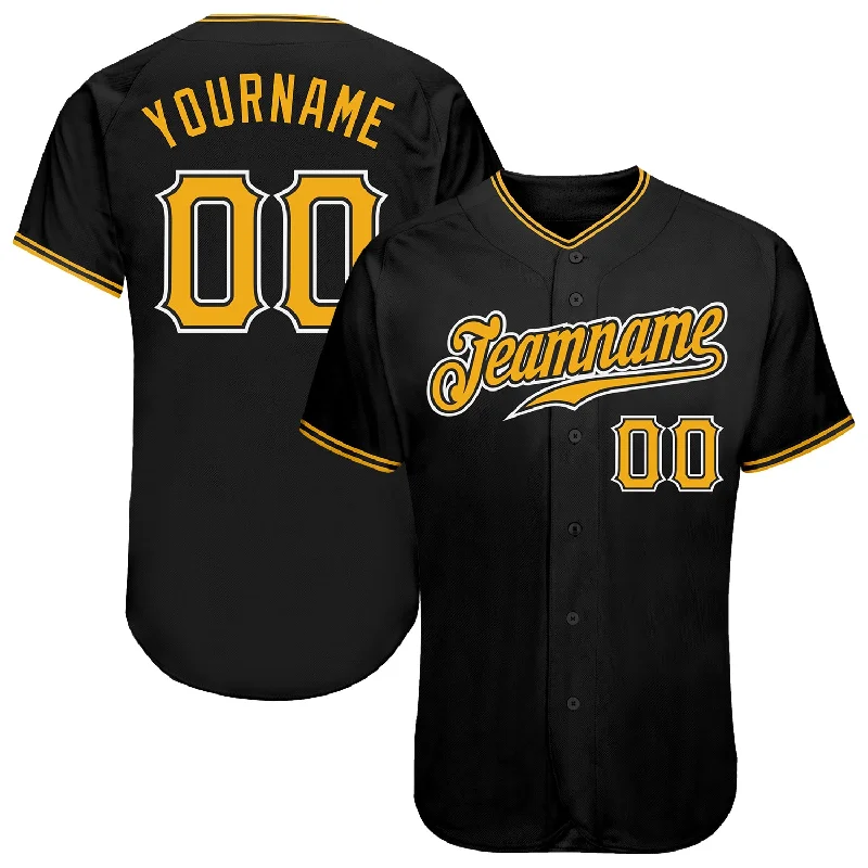 Baseball Jersey with Modern Design-Custom Black Gold-White Authentic Baseball Jersey