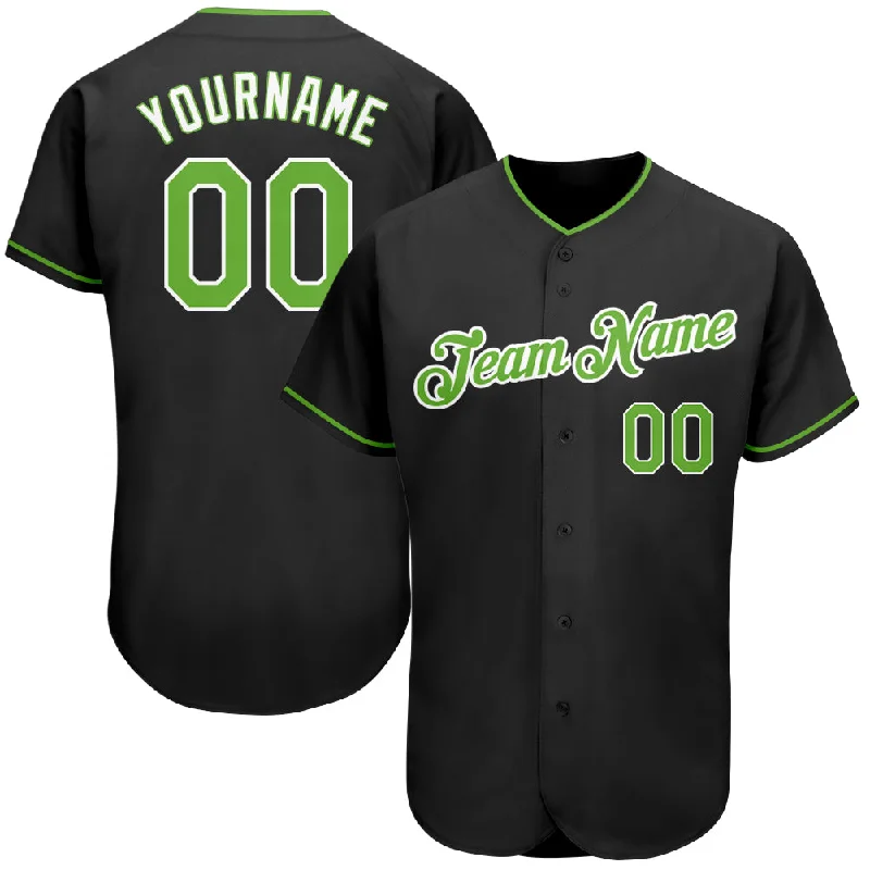 Baseball Jersey for Tournament Play-Custom Black Neon Green-White Authentic Baseball Jersey