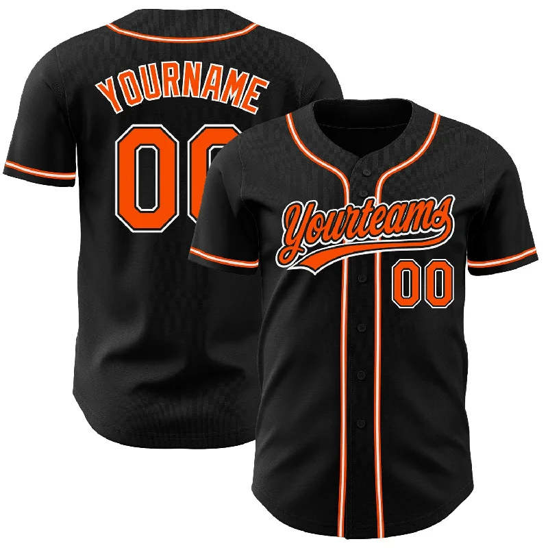 Baseball Jersey with Personalized Style-Custom Black Orange-White Authentic Baseball Jersey