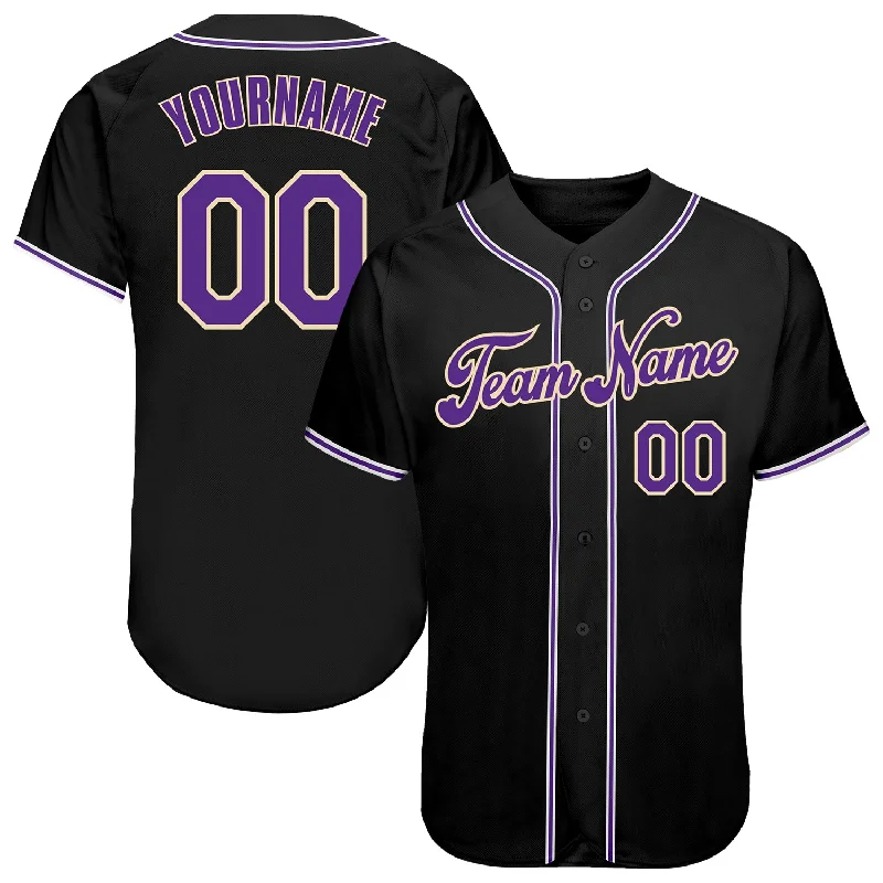 Baseball Jersey for College Students-Custom Black Purple-White Authentic Baseball Jersey