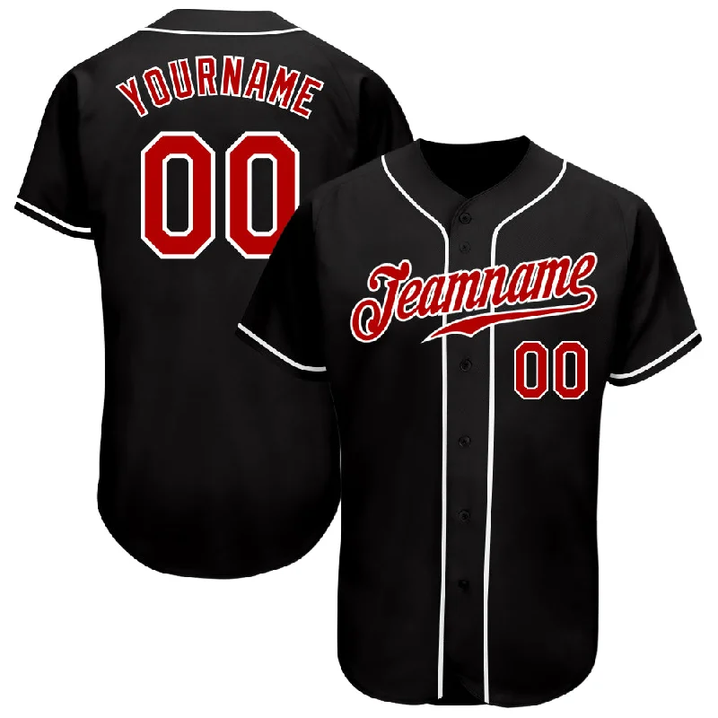 Baseball Jersey with Bold Design-Custom Black Red-White Authentic Baseball Jersey