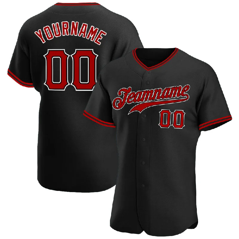 Baseball Jersey for Custom Event-Custom Black Red-White Authentic Baseball Jersey