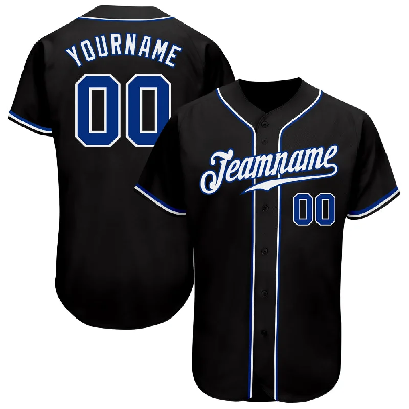 Baseball Jersey for Holiday Events-Custom Black Royal-White Authentic Baseball Jersey