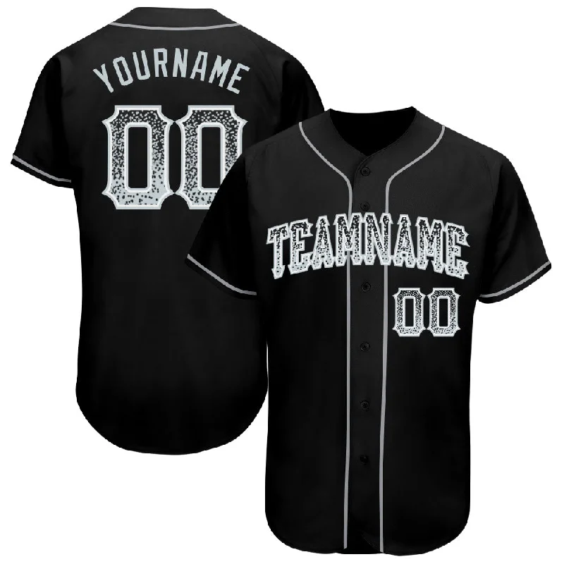 Baseball Jersey for League Championship-Custom Black Silver-White Authentic Drift Fashion Baseball Jersey