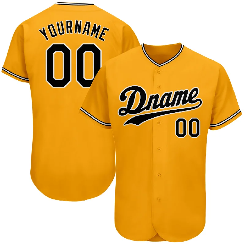 Wholesale Baseball Jersey-Custom Gold Black-White Authentic Baseball Jersey