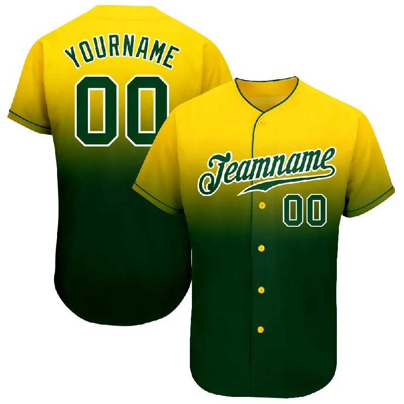 Baseball Jersey with Player Number-Custom Yellow Green-White Authentic Fade Fashion Baseball Jersey