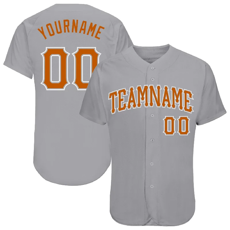 Baseball Jersey for Kids-Custom Gray Texas Orange-White Authentic Baseball Jersey