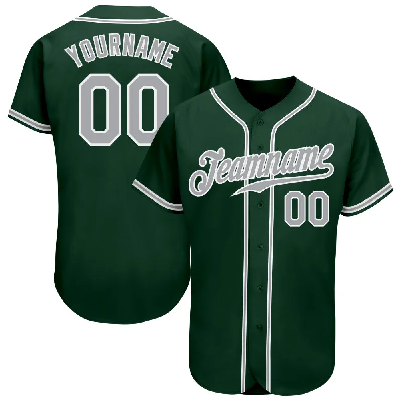 Personalized Baseball Jersey for Kids-Custom Green Gray-White Authentic Baseball Jersey