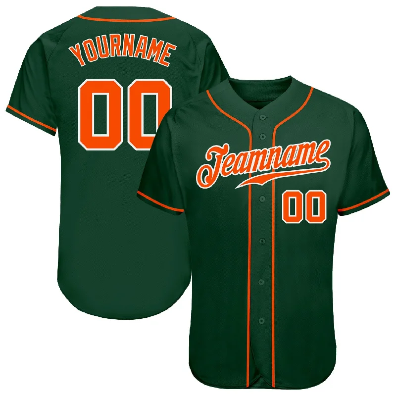 Baseball Jersey for League Championship-Custom Green Orange-White Authentic Baseball Jersey