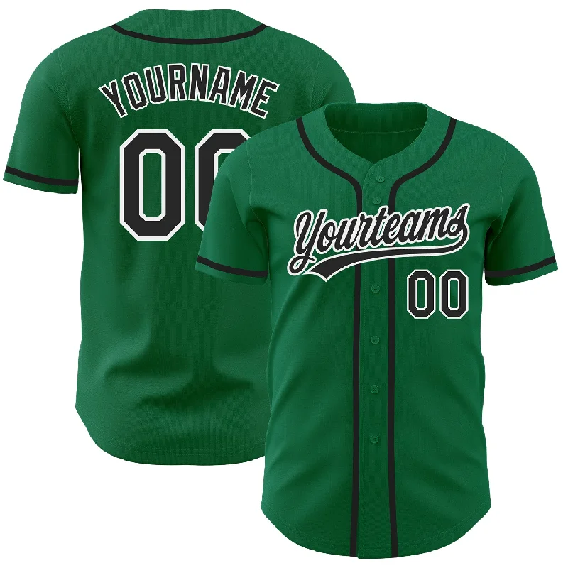 Baseball Jersey for Practice Games-Custom Kelly Green Black-White Authentic Baseball Jersey