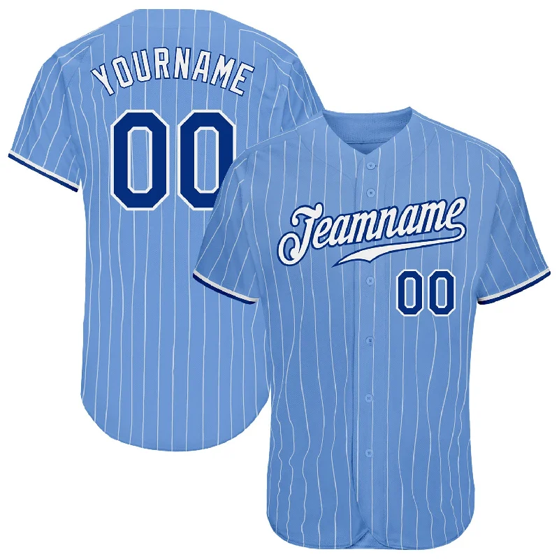 Baseball Jersey with New Style-Custom Light Blue White Pinstripe Royal-White Authentic Baseball Jersey