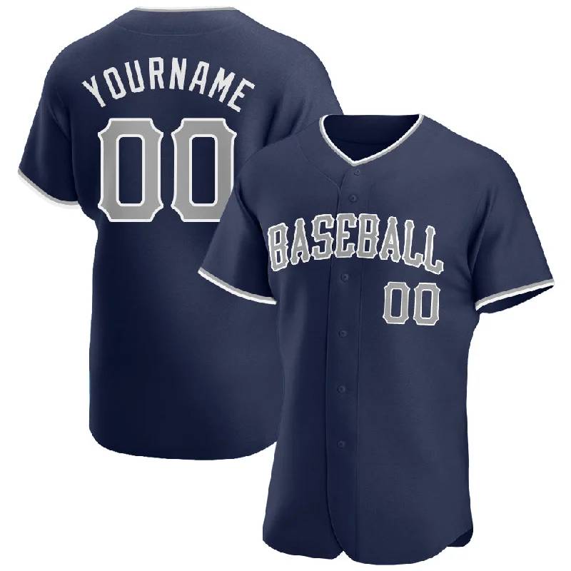 Baseball Jersey with Reversible Design-Custom Navy Gray-White Authentic Baseball Jersey