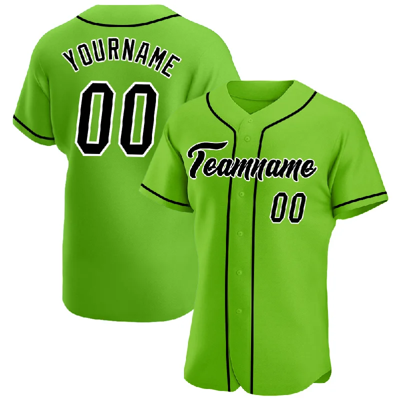 Custom Baseball Jersey for Fans-Custom Neon Green Black-White Authentic Baseball Jersey