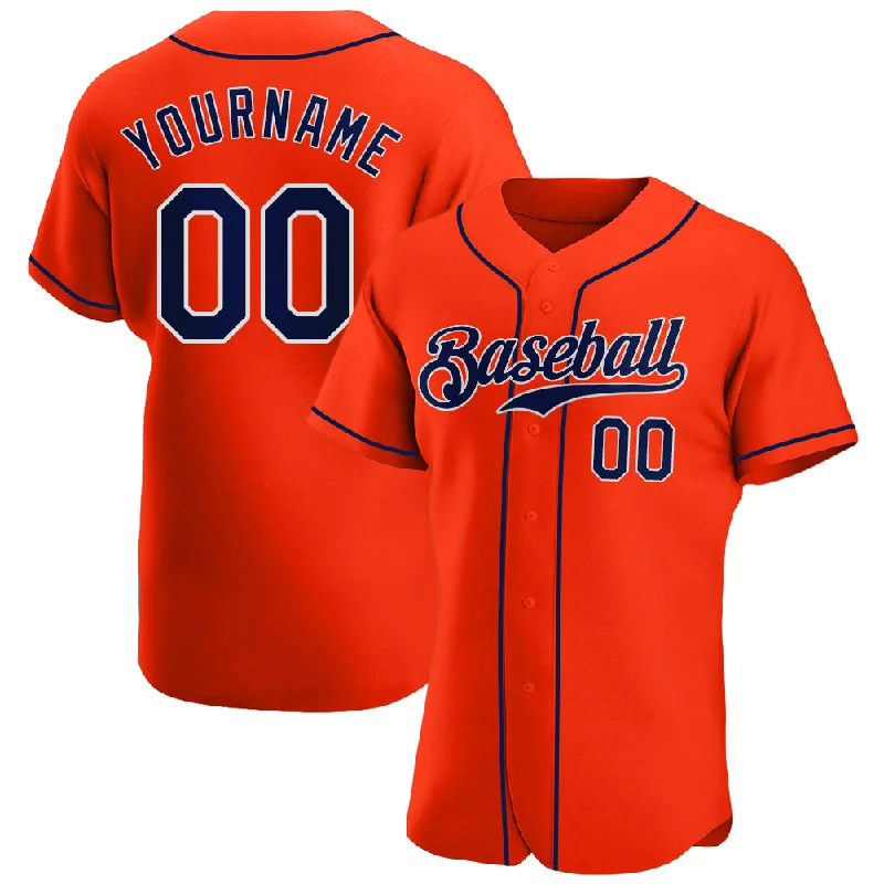 Baseball Jersey for Corporate Events-Custom Orange Navy-White Authentic Baseball Jersey