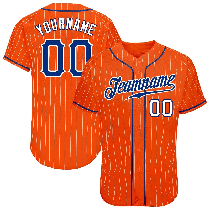 Retro Baseball Jersey-Custom Orange White Pinstripe Royal-White Authentic Baseball Jersey