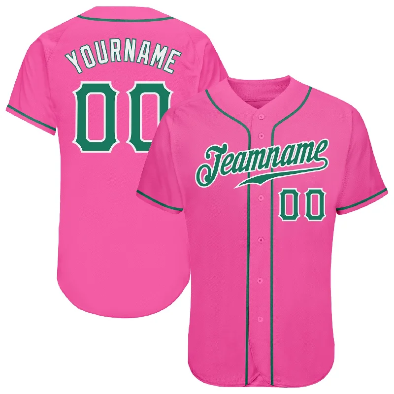 Baseball Jersey for Children-Custom Pink Kelly Green-White Authentic Baseball Jersey