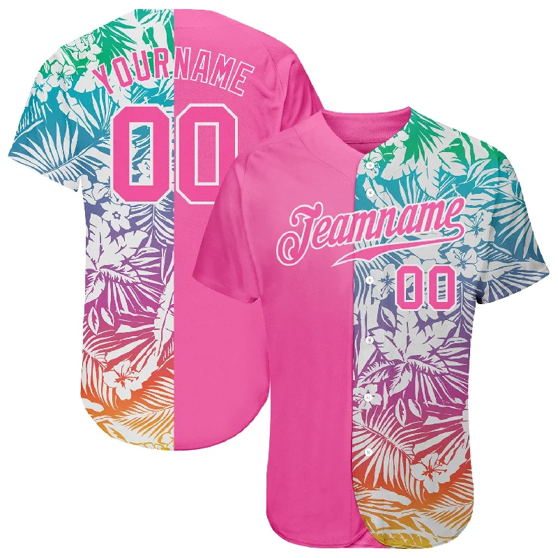 Baseball Jersey for Practice-Custom 3D Pattern Design Tropical Palm Leaves Authentic Baseball Jersey