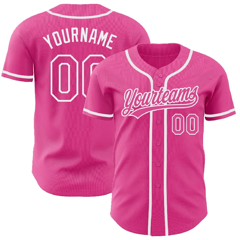 Baseball Jersey with Short Sleeves-Custom Pink Pink-White Authentic Baseball Jersey