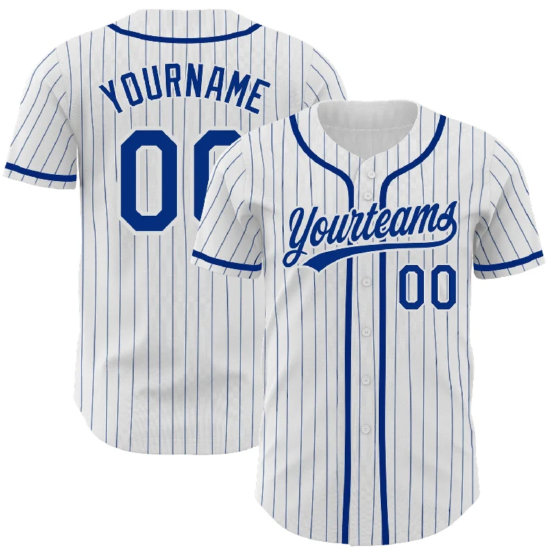 Baseball Jersey for Big Teams-Custom White Royal Pinstripe Royal Authentic Baseball Jersey