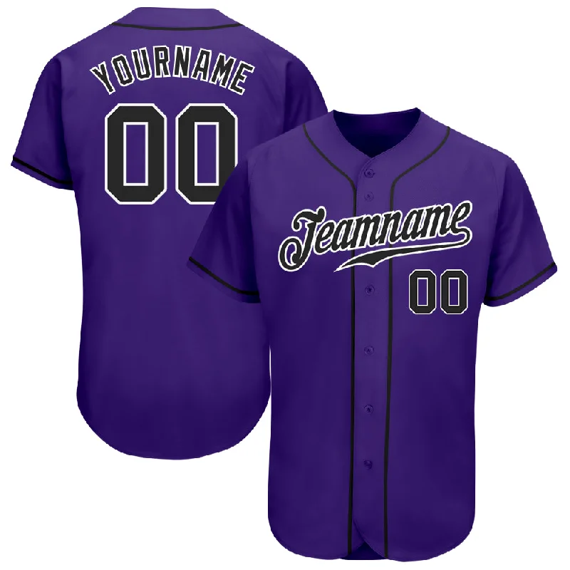 Baseball Jersey for Local Club-Custom Purple Black-White Authentic Baseball Jersey