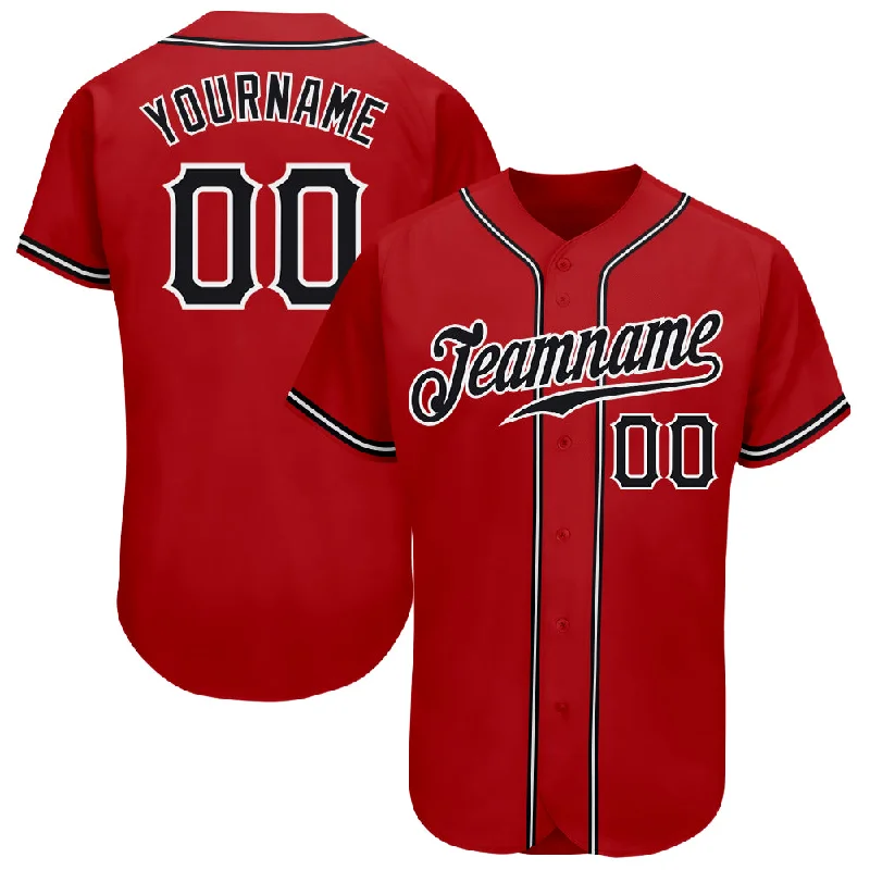 Baseball Jersey with Artistic Print-Custom Red Black-White Authentic Baseball Jersey