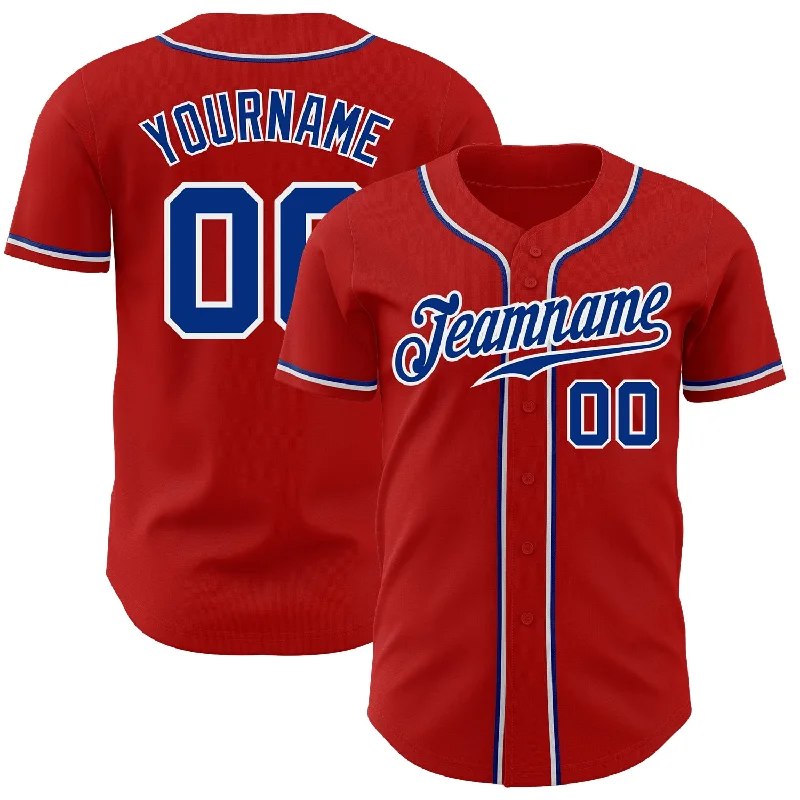 Baseball Jersey for School Clubs-Custom Red Royal-White Authentic Baseball Jersey