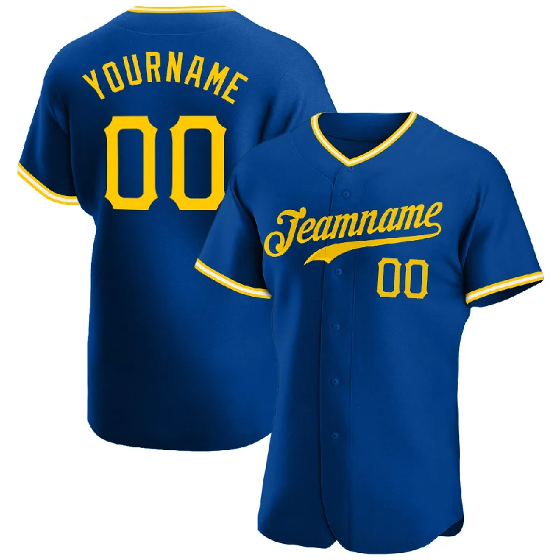 Baseball Jersey with Various Colors-Custom Royal Gold-White Authentic Baseball Jersey