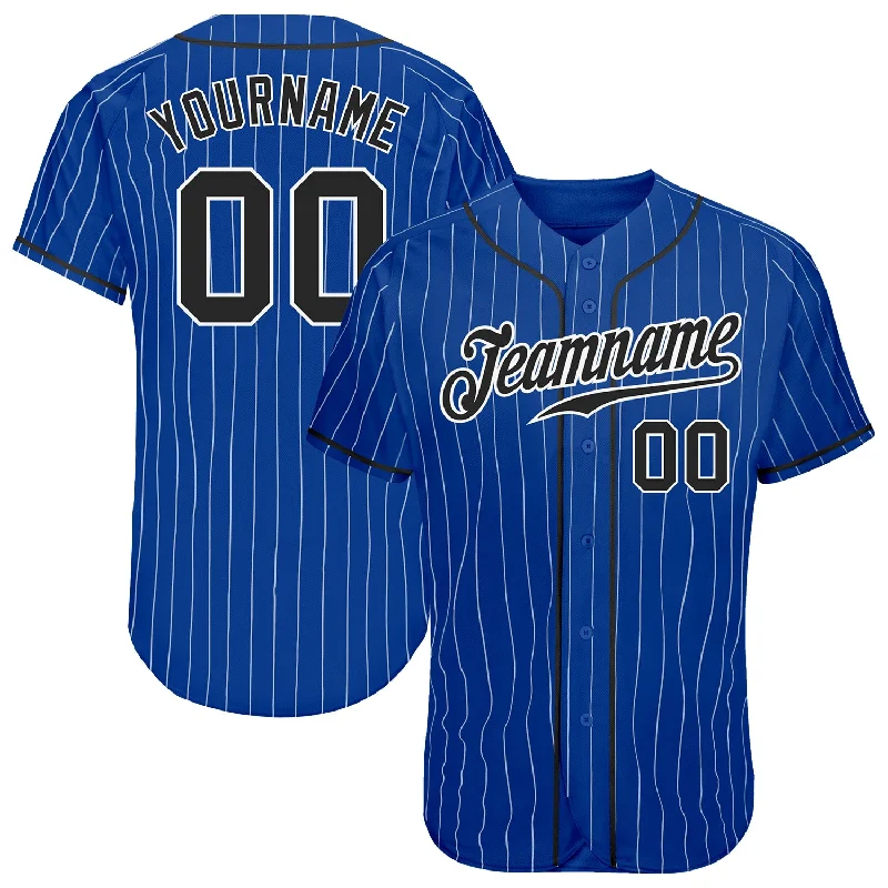 Baseball Jersey with Classic Design-Custom Royal White Pinstripe Black-White Authentic Baseball Jersey