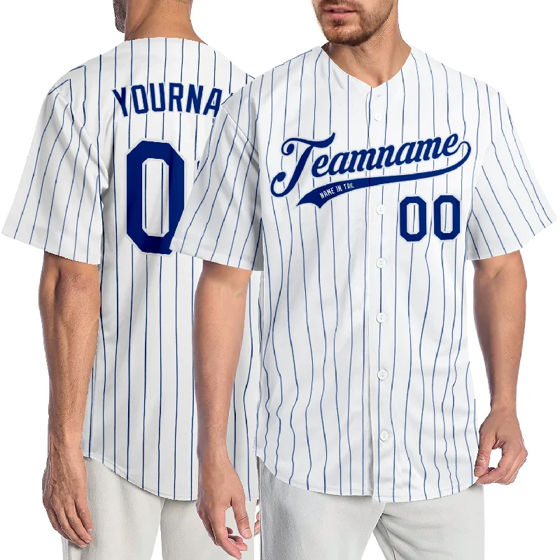 MLB Baseball Jersey-Custom White Royal Pinstripe Royal-White Authentic Baseball Jersey