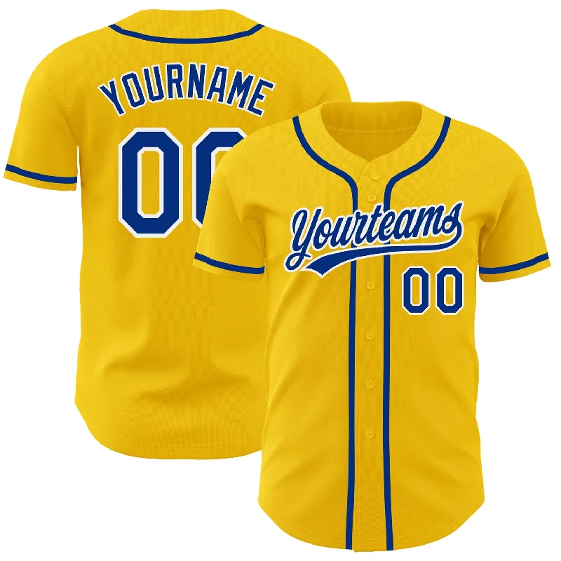 Custom Baseball Jersey for Teams and Fans-Custom Yellow Royal-White Authentic Baseball Jersey