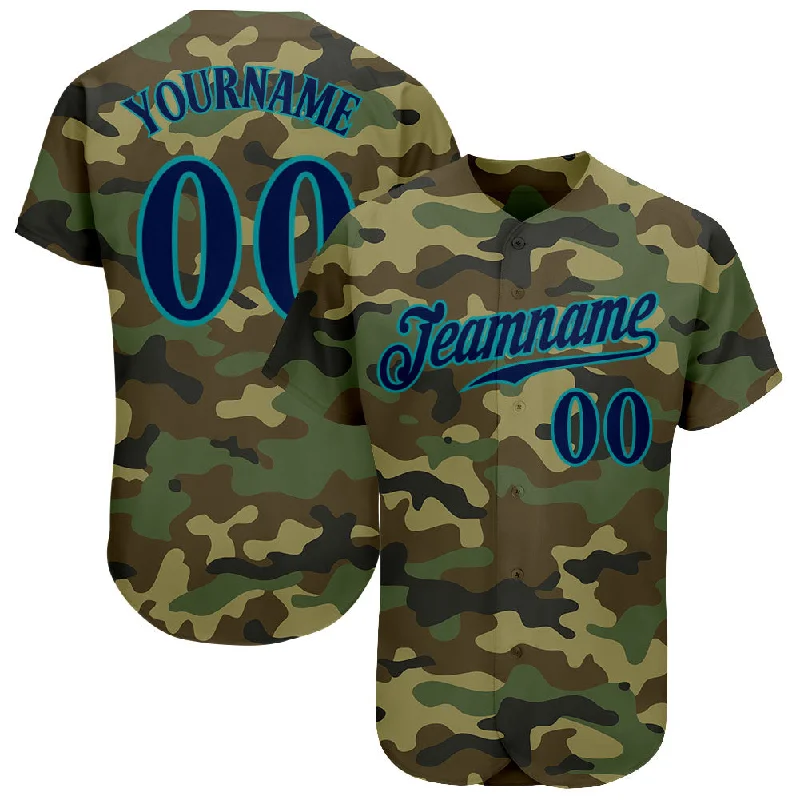 Baseball Jersey for Sport Events-Custom Camo Navy-Teal Authentic Salute To Service Baseball Jersey