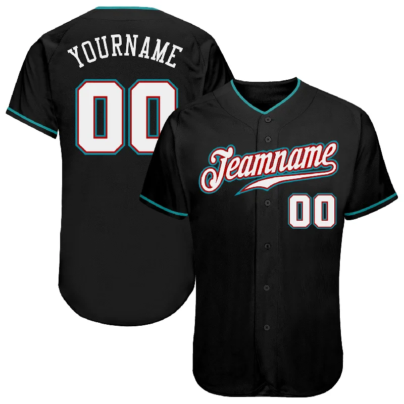 Softball Baseball Jersey-Custom Black White-Teal Authentic Baseball Jersey