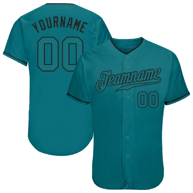 Baseball Jersey with Performance Fit-Custom Teal Teal-Black Authentic Baseball Jersey