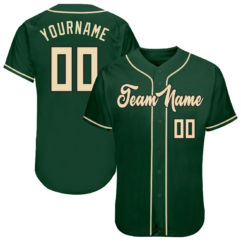 Baseball Jersey with Team Number-Custom Green Cream-Black Authentic Baseball Jersey