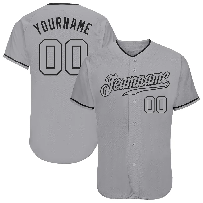 Custom Baseball Jersey for Fans-Custom Gray Gray-Black Authentic Baseball Jersey