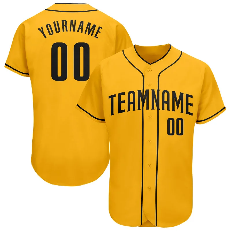 Personalized Baseball Jersey for Tournament-Custom Gold Black Authentic Baseball Jersey