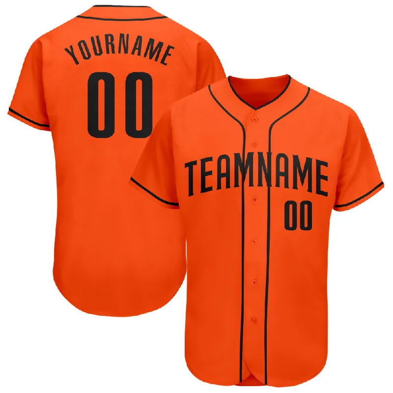 Baseball Jersey for Home Games-Custom Orange Black Authentic Baseball Jersey