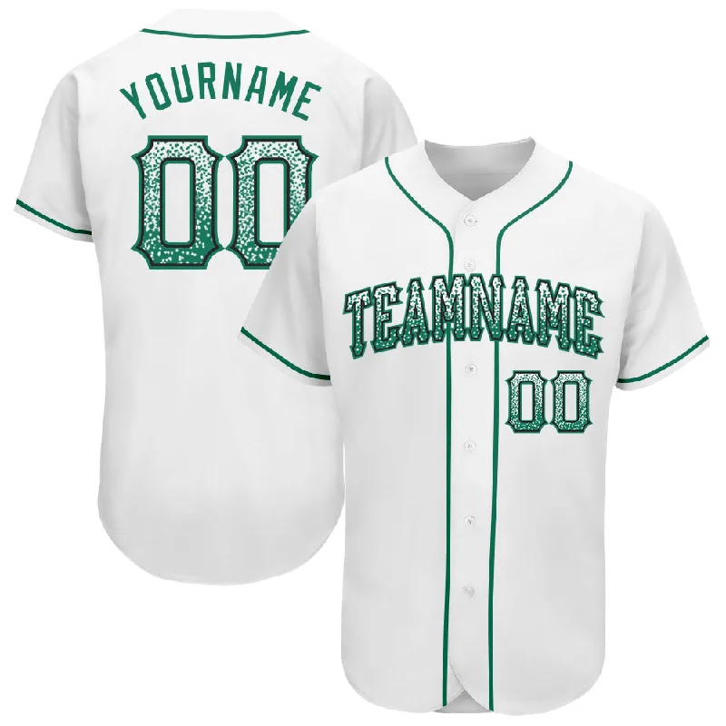 Baseball Jersey with Contrast Panels-Custom White Kelly Green-Black Authentic Drift Fashion Baseball Jersey