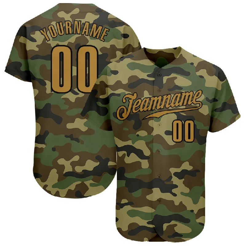 Custom Baseball Jersey with Bold Prints-Custom Camo Old Gold-Black Authentic Salute To Service Baseball Jersey