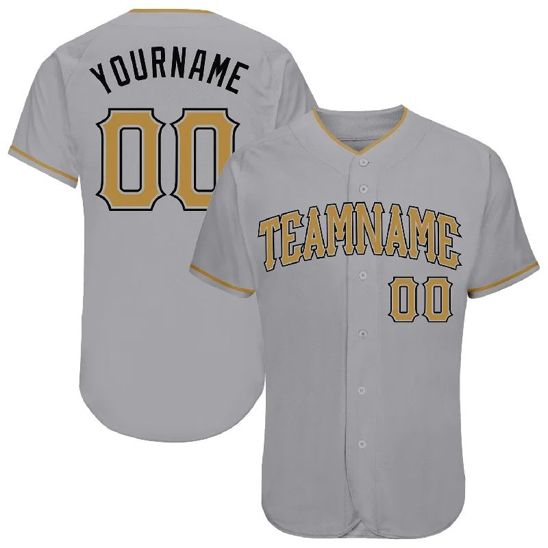 Baseball Jersey for Custom Event-Custom Gray Old Gold-Black Authentic Baseball Jersey