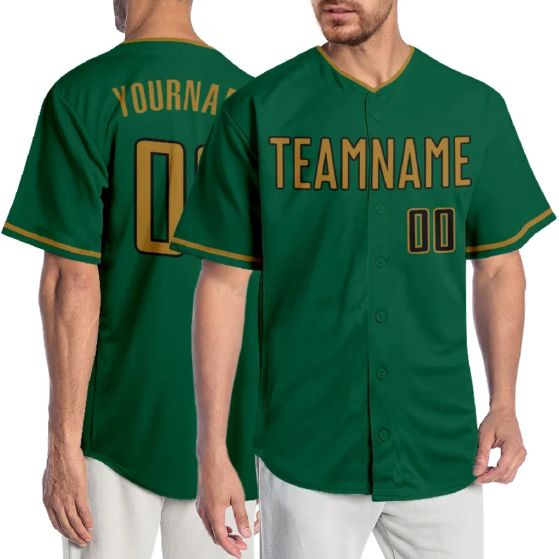 Baseball Jersey for High School Baseball-Custom Kelly Green Old Gold-Black Authentic Baseball Jersey