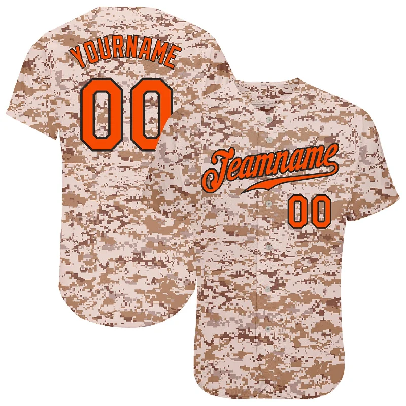 Baseball Jersey with Short Sleeves-Custom Camo Orange-Black Authentic Salute To Service Baseball Jersey