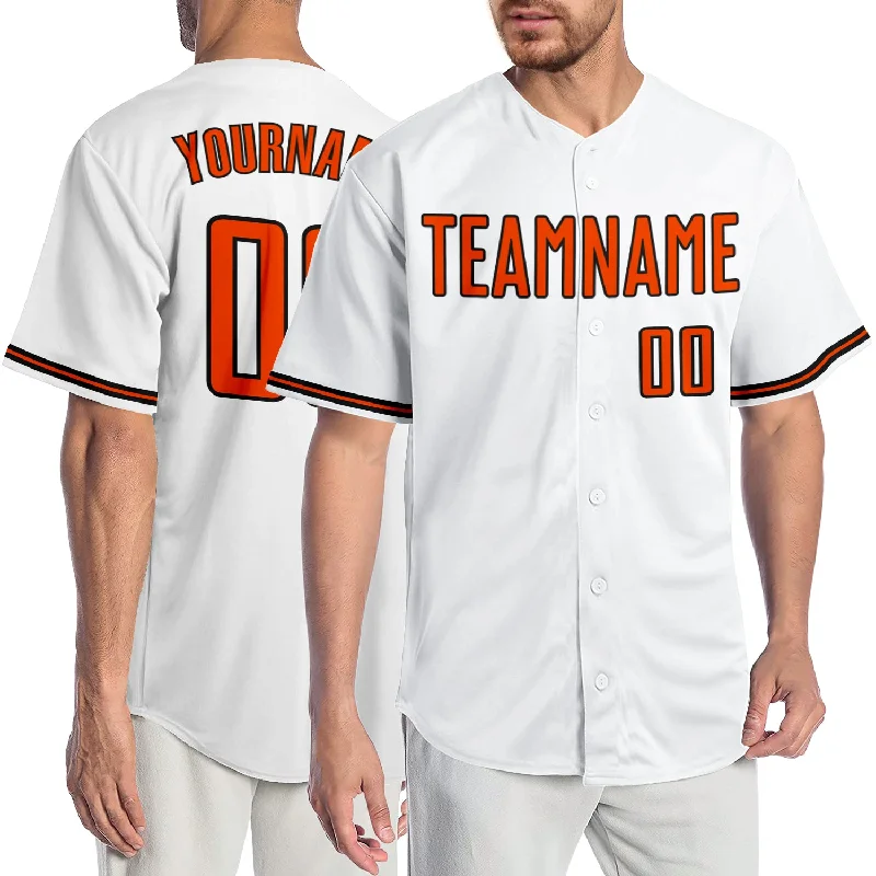 Baseball Jersey with Alumni Design-Custom White Orange-Black Authentic Baseball Jersey